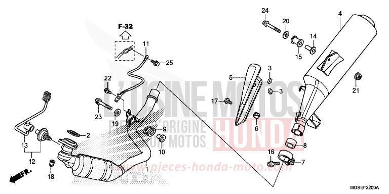 ABGAS-SCHALLDAEMPFER von NC700S Schaltgetriebe SEAL SILVER METALLIC (NHA14) von 2013
